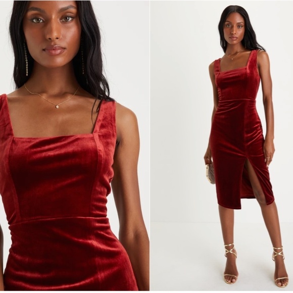 Lulus Dresses & Skirts - LULUS Sexy Prom Wedding Holiday Elegant Chic Shimmer Velvet Cocktail Midi